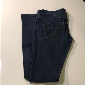 Dark Wash True Religion with Black Sparkle Detail